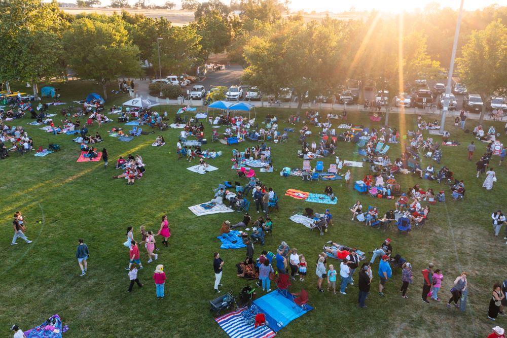 4th of July goers enjoying festivities at Barney Schwartz Park