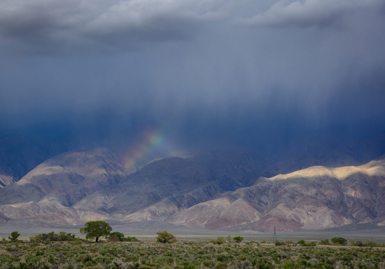 Rainbow peeping along the 395 highway