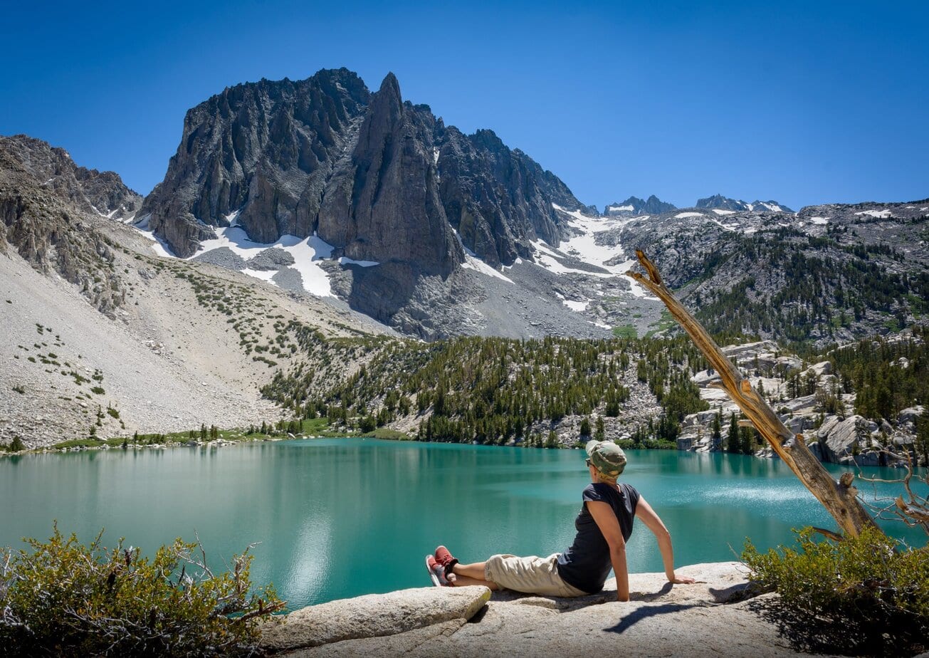 view from the second lake along Big Pine Lakes Trail