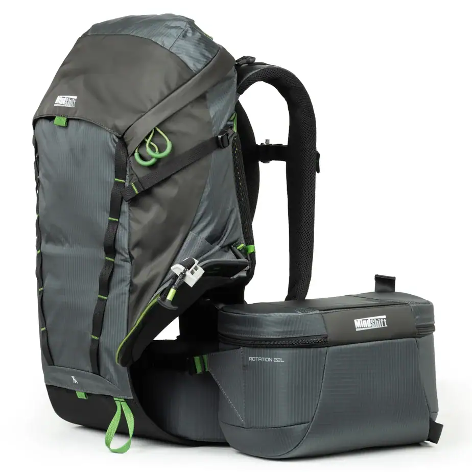 Think Tank Rotation 22L camera backpack with rotating belt for fast access during hikes